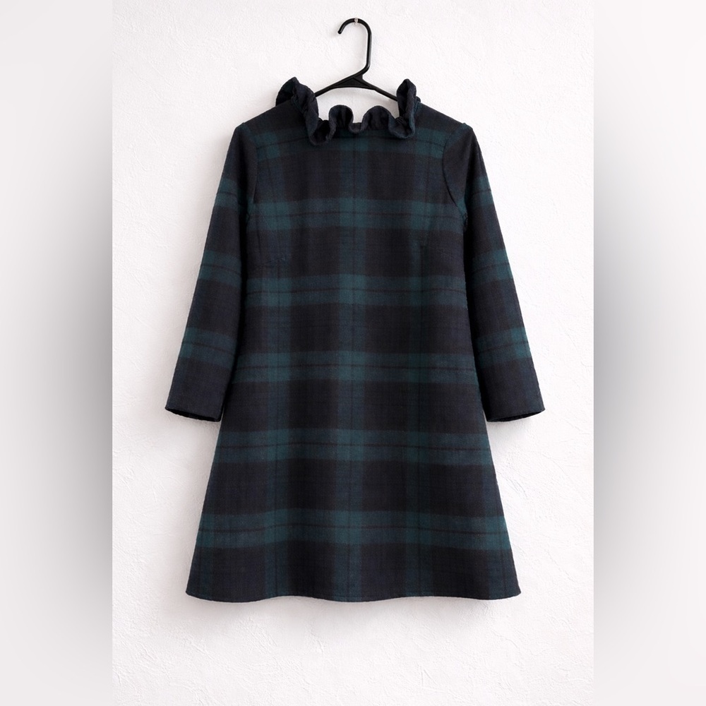 Tuckernuck Black and Green Plaid Long Sleeve Dress